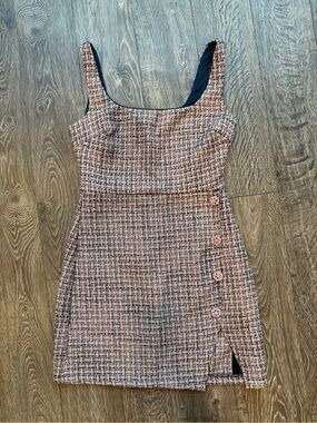 City Studio Pink Tweed Mini Dress with Side Button Detail SZ 3/4 never worn
